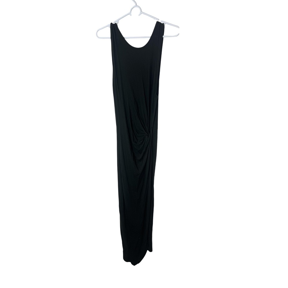 ASTR Dress Womens Small Black Jersey Maxi Tank Ruched Side Bodycon Party Casual